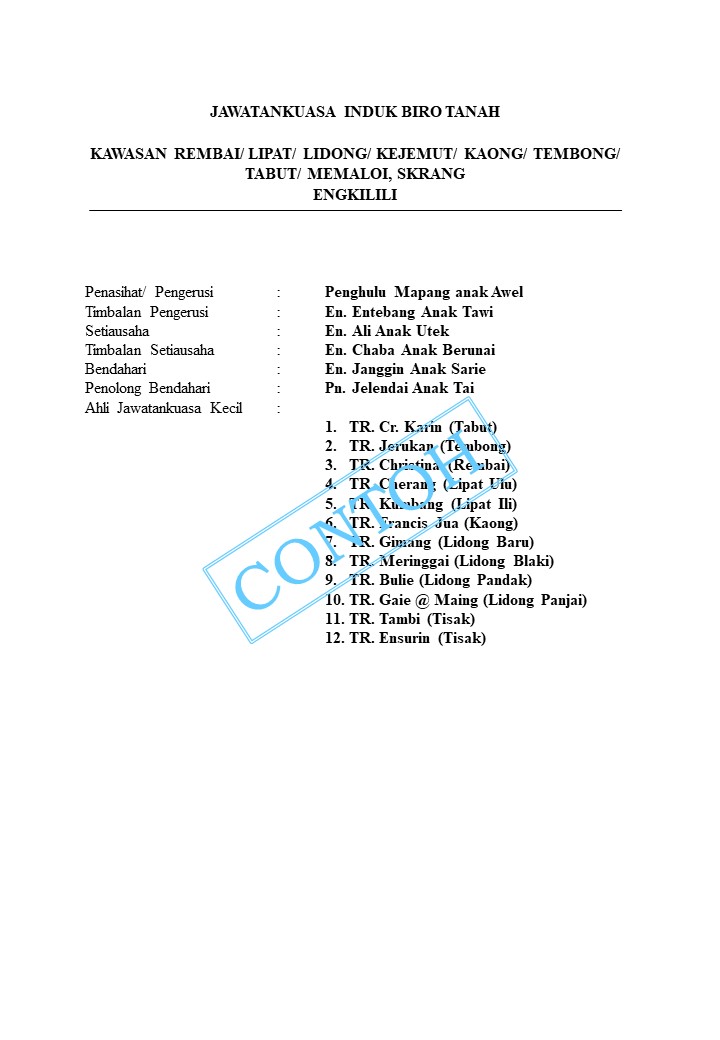 Surat Jawatankuasa Induk Biro Tanah